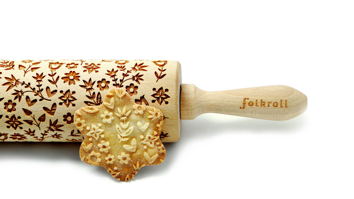FOLKROLL Large Embossed Rolling Pin
