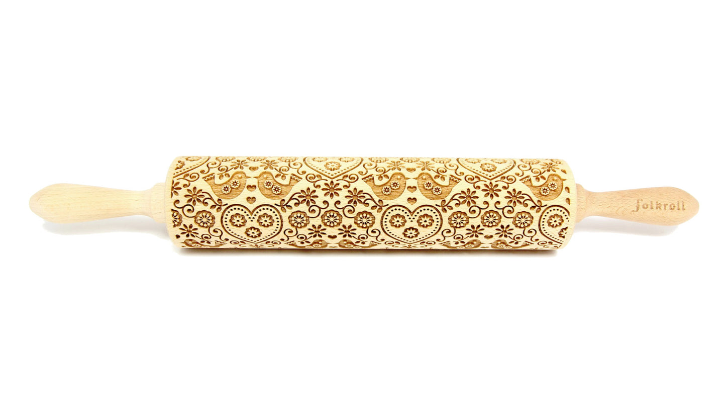 FOLKROLL Large Embossed Rolling Pin