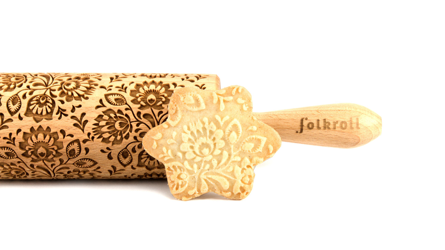FOLKROLL Large Embossed Rolling Pin