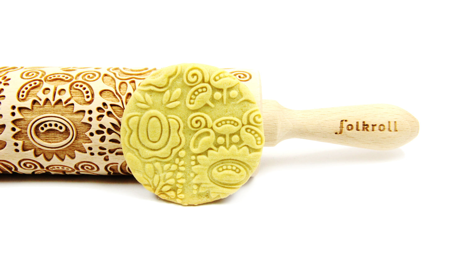FOLKROLL Large Embossed Rolling Pin