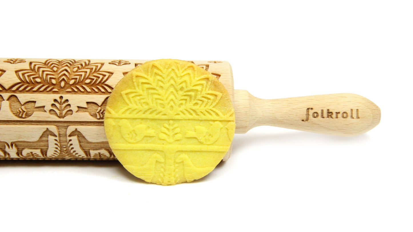 FOLKROLL Large Embossed Rolling Pin