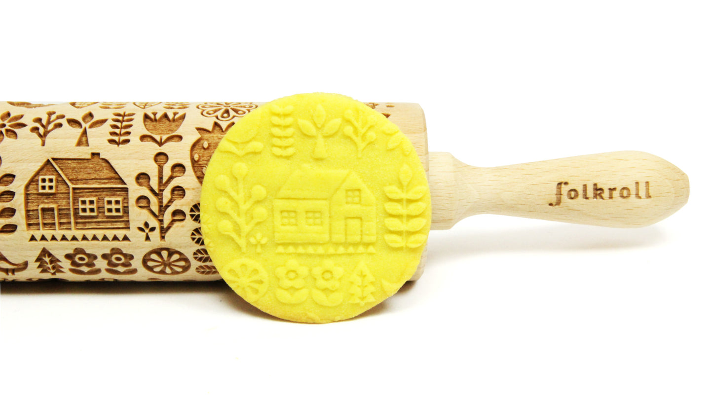 FOLKROLL Large Embossed Rolling Pin