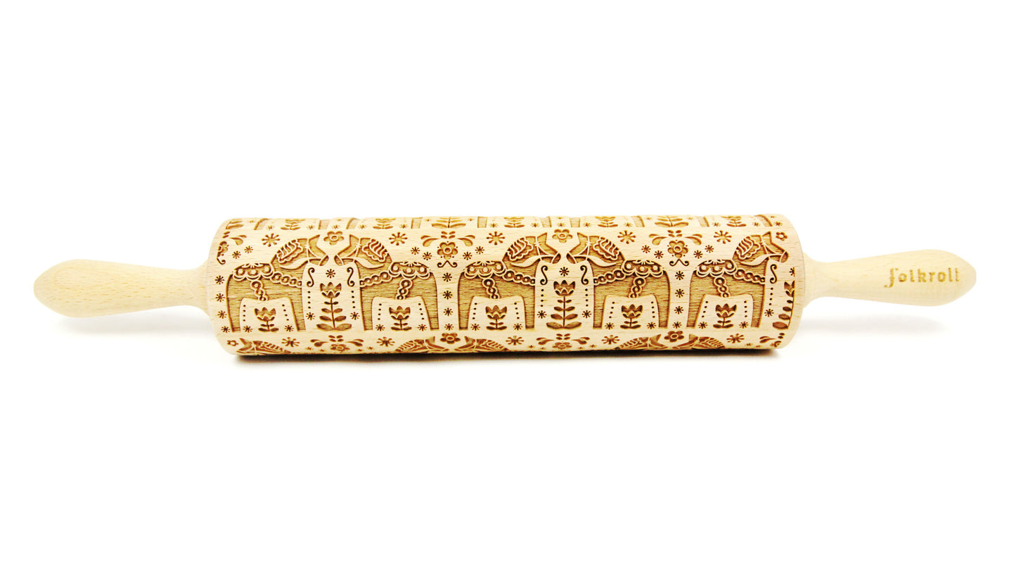 FOLKROLL Large Embossed Rolling Pin