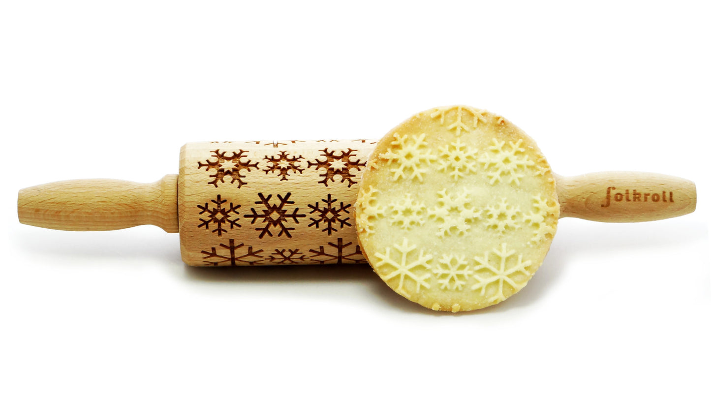 FOLKROLL Small Holiday Embossed Rolling Pin