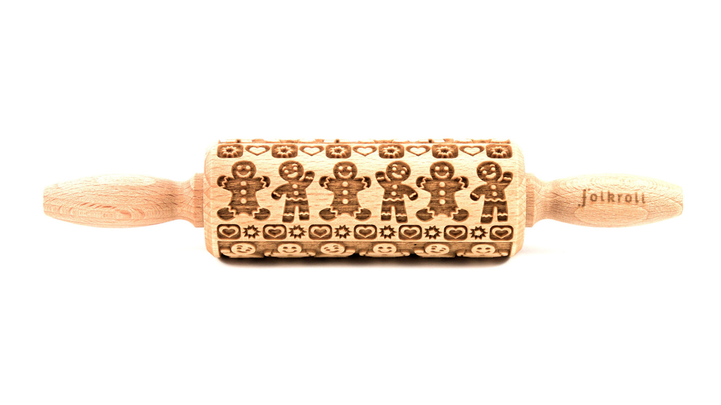 FOLKROLL Small Holiday Embossed Rolling Pin