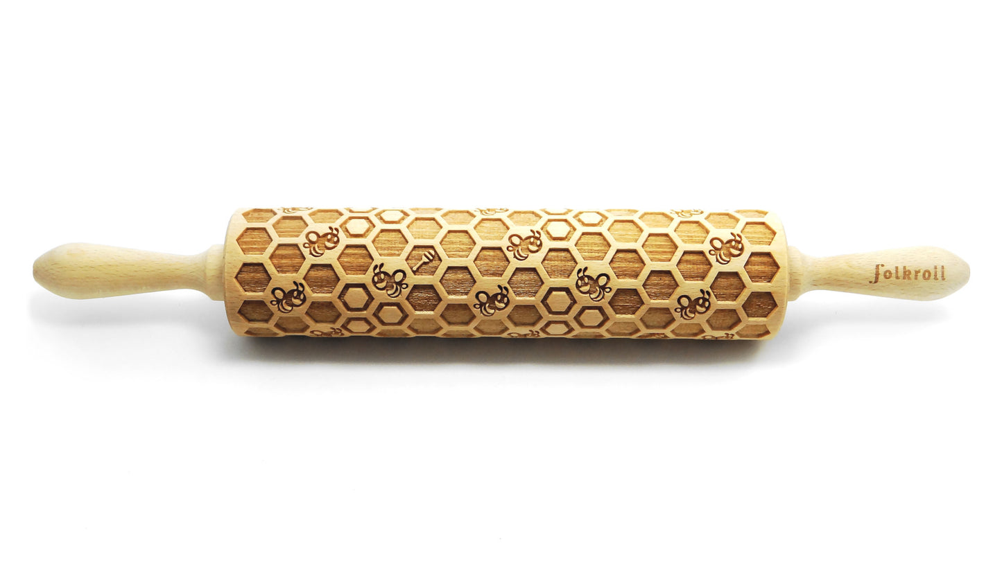 FOLKROLL Large Embossed Rolling Pin