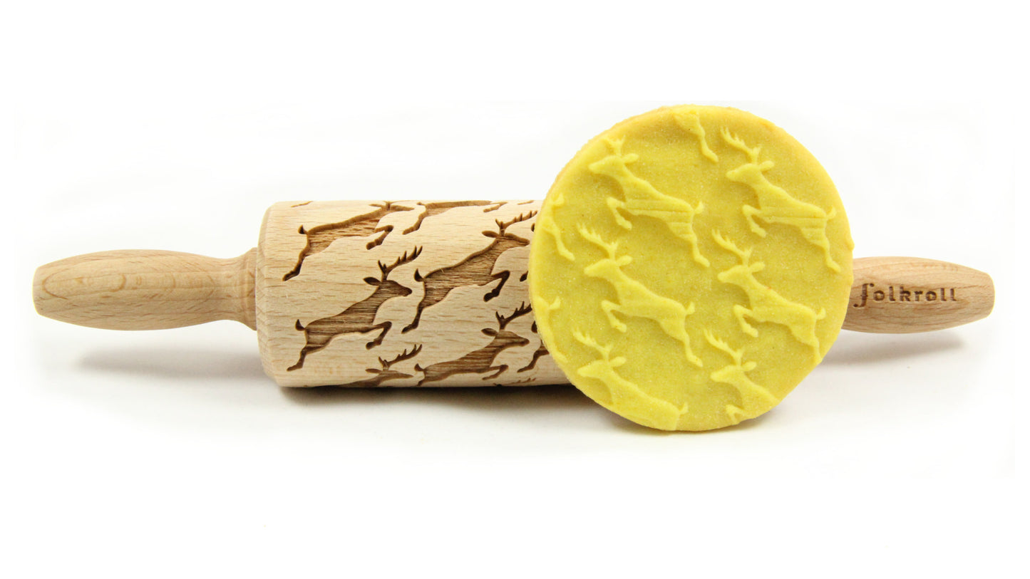 FOLKROLL Small Holiday Embossed Rolling Pin