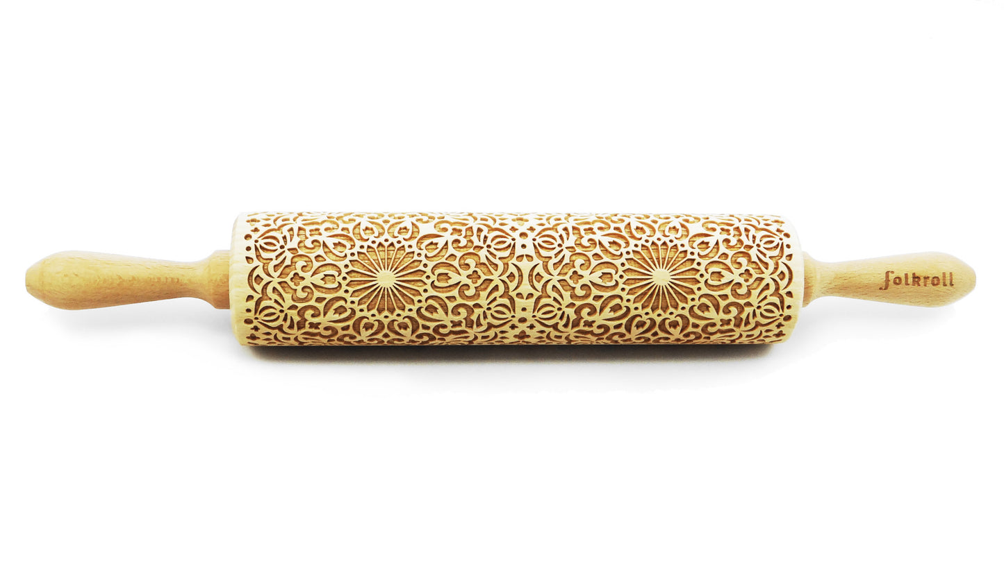FOLKROLL Large Embossed Rolling Pin