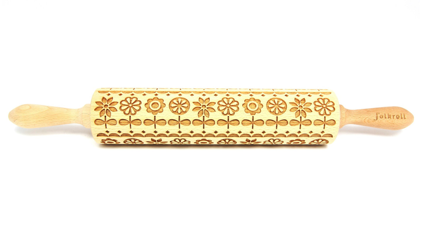 FOLKROLL Large Embossed Rolling Pin