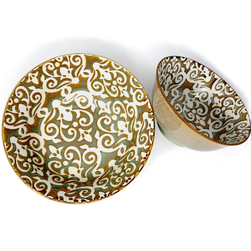 BIA Damask Footed Serving Bowl, 20.5cm