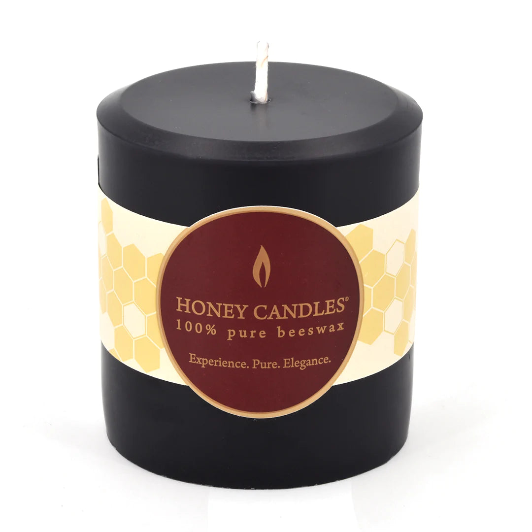 HONEY CANDLE Beeswax Pillar - Black