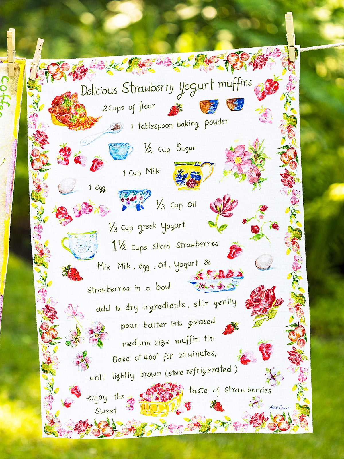 APRIL CORNELL Tea Towel - Strawberry Muffin