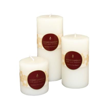 HONEY CANDLES Beeswax Pillar Candles - Pearl