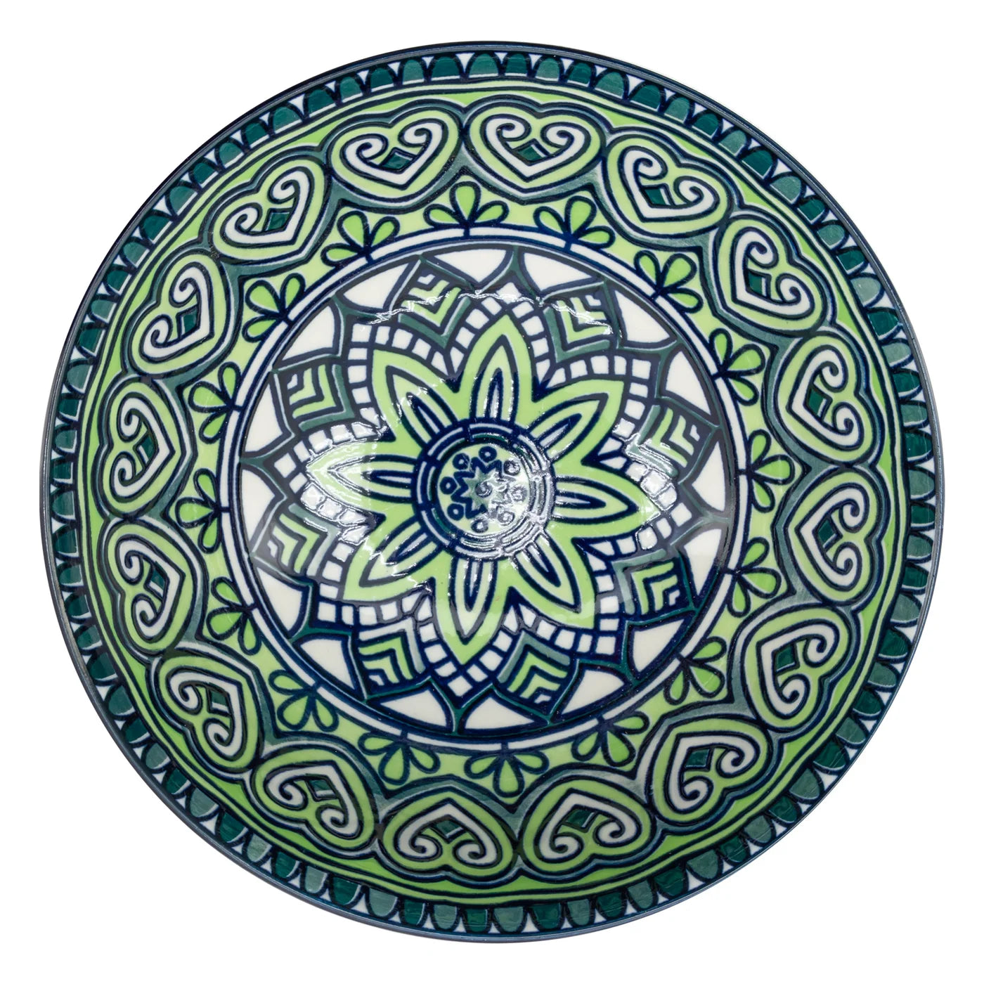 TORRE & TAGUS Kiri Porcelain Bowl - Green Mandala, 56 oz