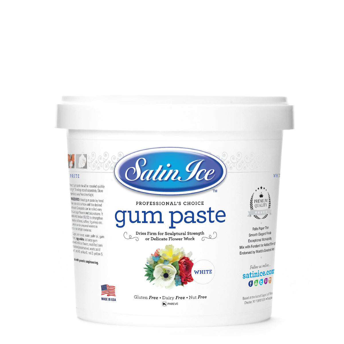 SATIN ICE Gum Paste - White, 2 lbs